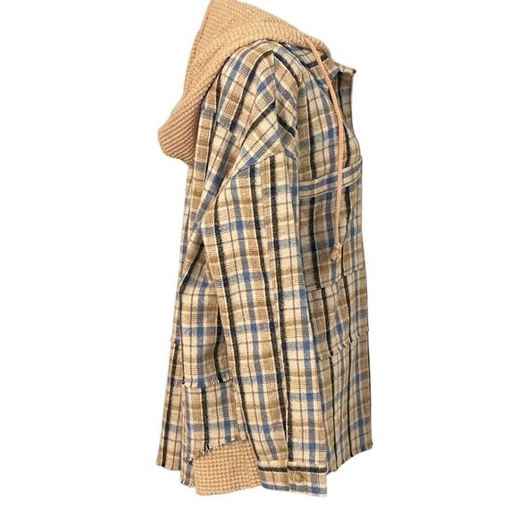 Davi & Dani Women’s Plaid Flannel/Waffle Knit Hooded Jacket - Picture 2 of 12